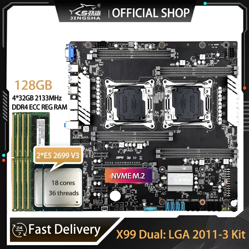 E5 2699 V4 - Juego de placa base Dual X99